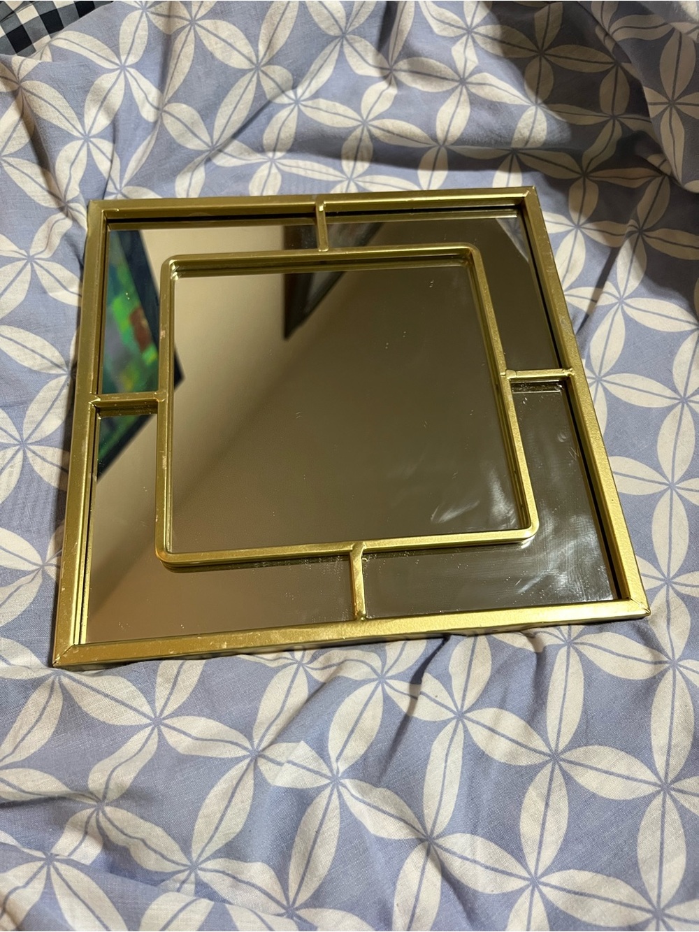 The Spring Shop Gold Geometric Layered Square Mirror